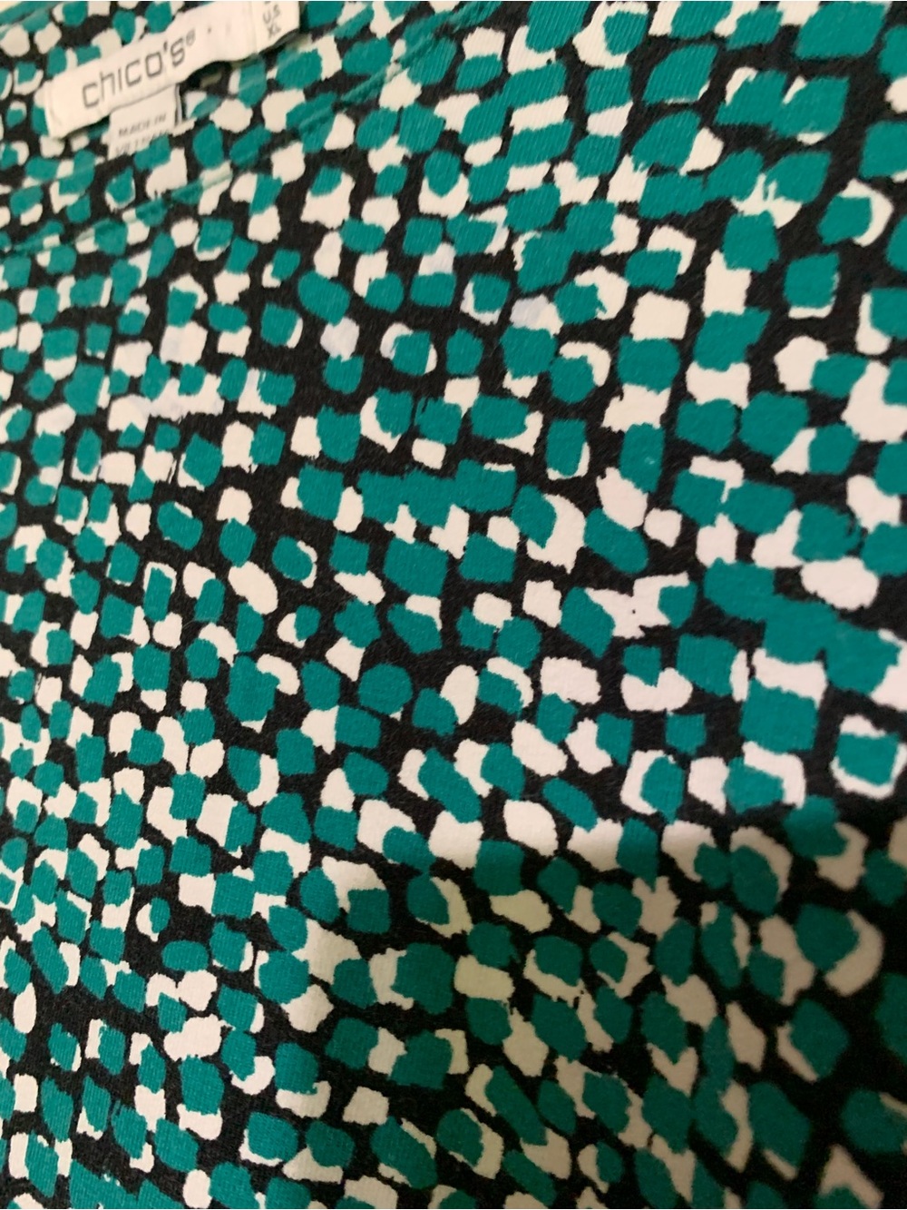 Chico's Teal and White Patterned Long Sleeve Top X-Large - Picture 3 of 3